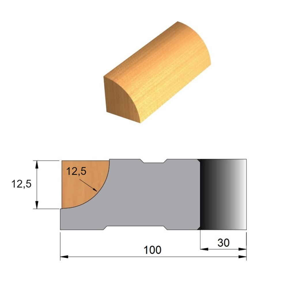 Fresa para Cordão de Janela de Aço Ø100 x 12,5 x 30 - 5 Dentes - Cód. 2290.18